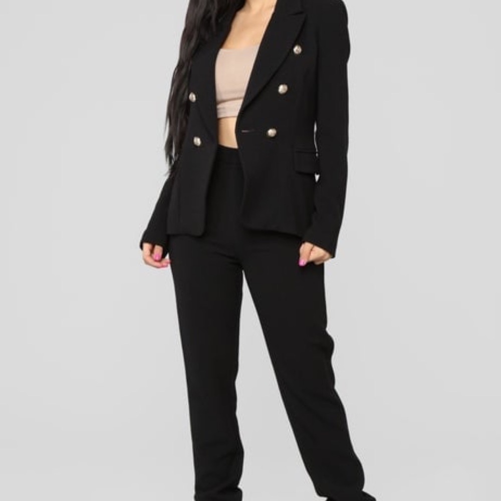 Fashion Nova Black Pantsuit with Gold Buttons